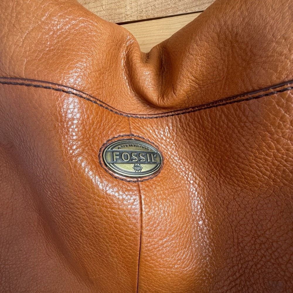 Fossil Explorer Large Brown Leather Fold Over Messenger Satchel Bag Vintage - Picture 9 of 11
